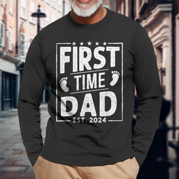 First 1St Time Dad Est 2024 New Dad First Father's Day Long Sleeve T-Shirt Gifts for Old Men