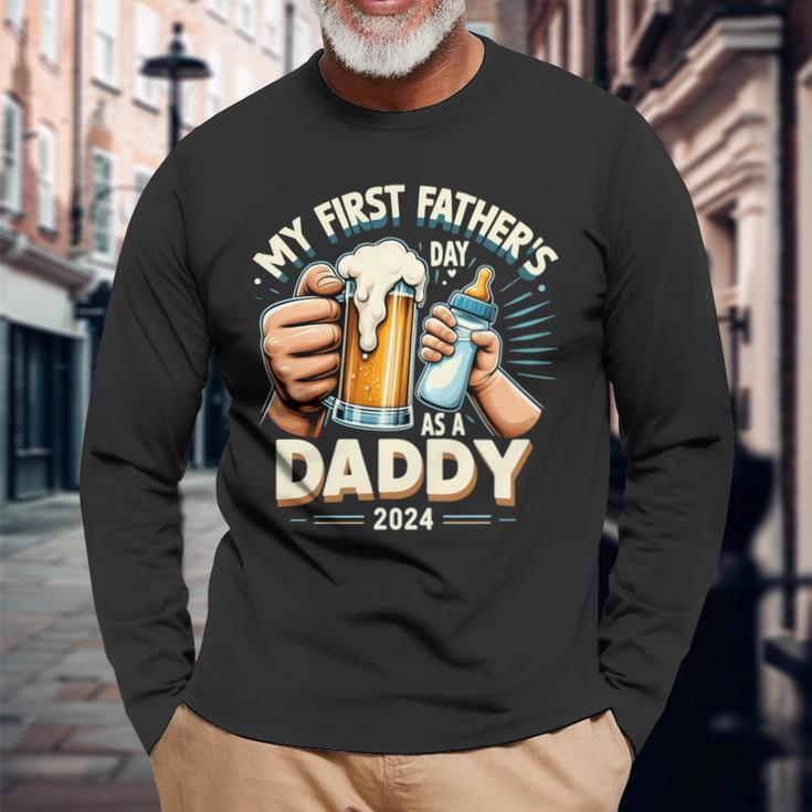 My First Father's Day As A Daddy Black Dad Black Father Long Sleeve T-Shirt Gifts for Old Men