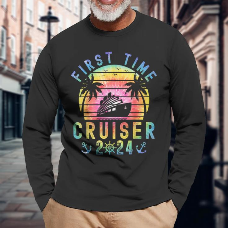 First Time Cruiser 2024 Retro Cruise Family Friend Vacation Long Sleeve T-Shirt Gifts for Old Men
