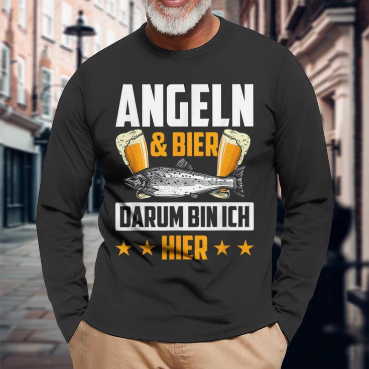 Fischen & Bier Darum Bin Ich Hier Fischen Langarmshirts Geschenke für alte Männer