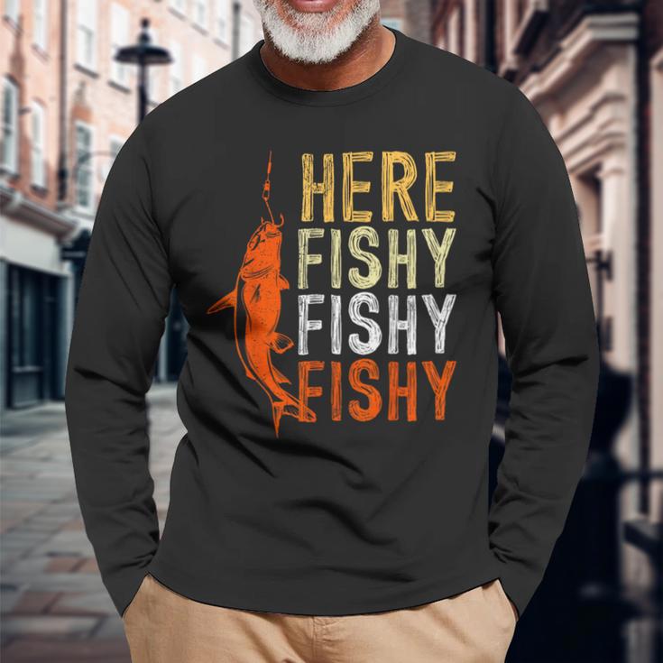 Fishing Komm Her Fischi S Langarmshirts Geschenke für alte Männer