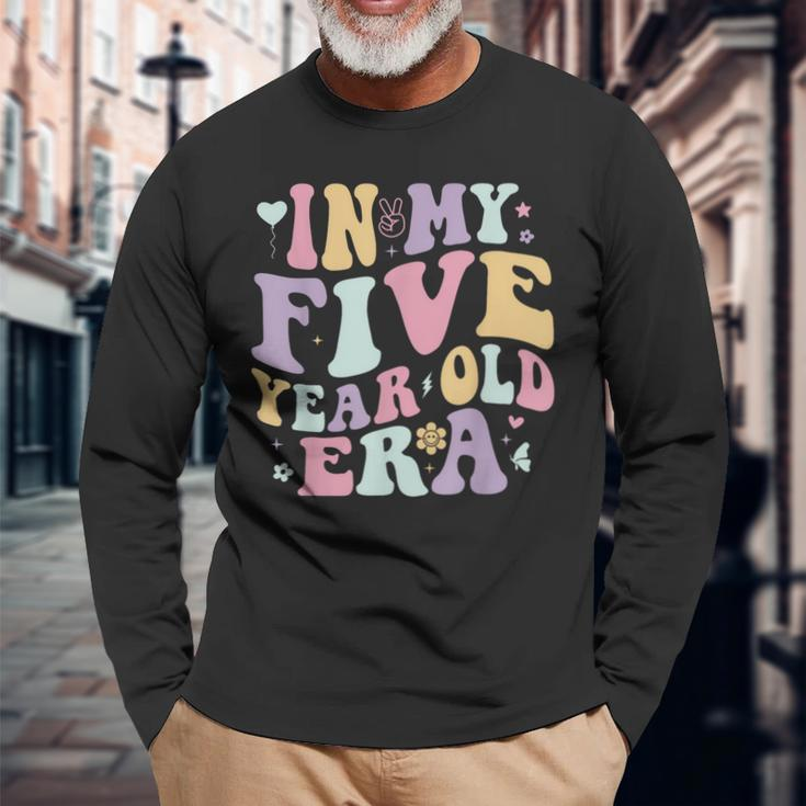 In My Five Year Old Era Retro Wavy Style 5Th Birthday Long Sleeve T-Shirt Gifts for Old Men