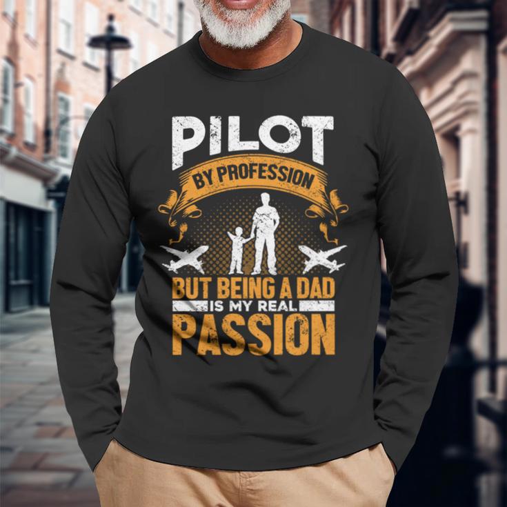 Flugzeug Pilot Kapitän Papaater Luftfahrt Piloten Flieger Langarmshirts Geschenke für alte Männer