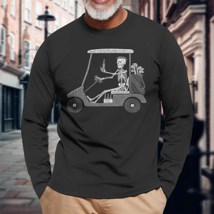 Forever Golfing Skeleton Driving A Golf Cart Long Sleeve T-Shirt Gifts for Old Men