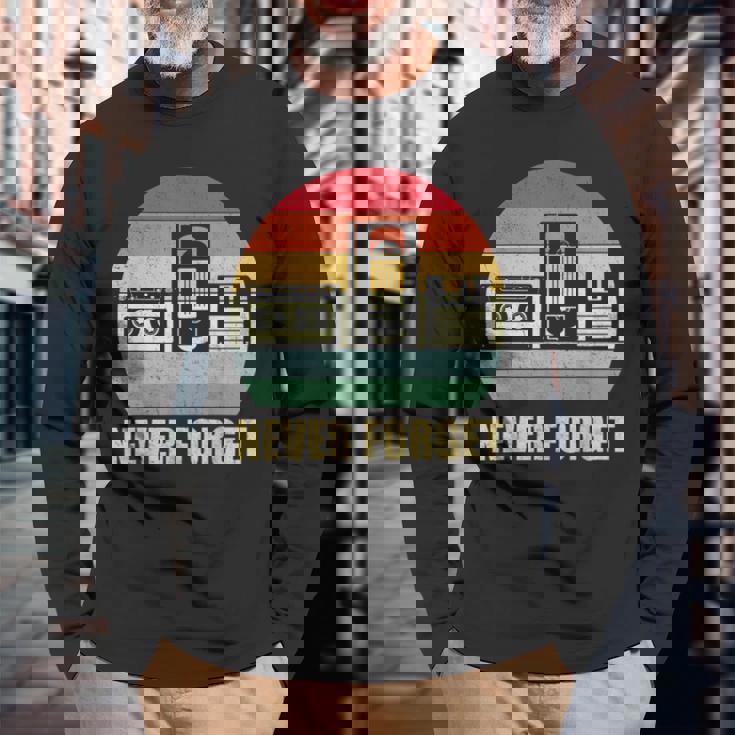 Never Forget Audio Cassette 70S 80S 90S Camiseta de manga larga Regalos para ancianos