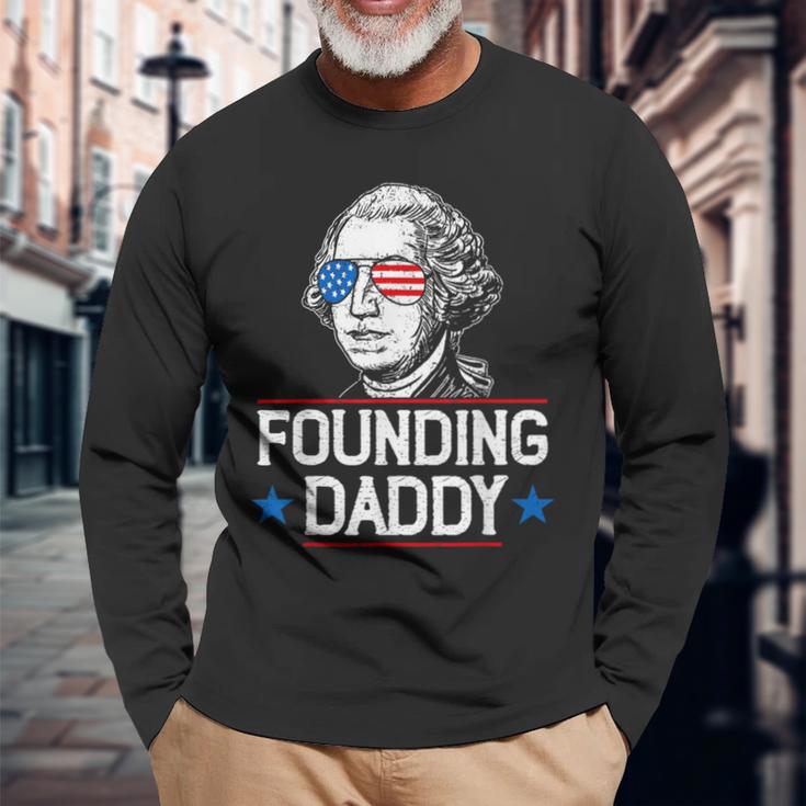 Founding Daddy George-Washington 4Th Of July Long Sleeve T-Shirt Gifts for Old Men