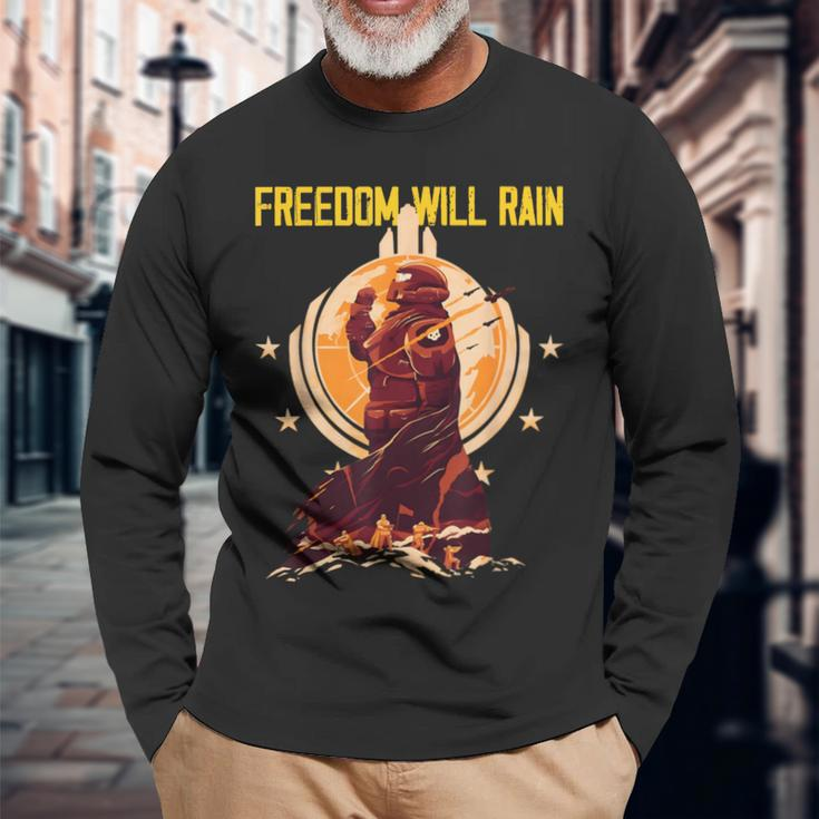 Freedom Will Rain Hell Of Diver Helldiving Lovers Outfit Long Sleeve T-Shirt Gifts for Old Men