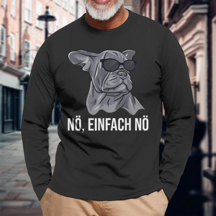 French Bulldog With Sunglasses Nö Einfach Nein Dog S Langarmshirts Geschenke für alte Männer