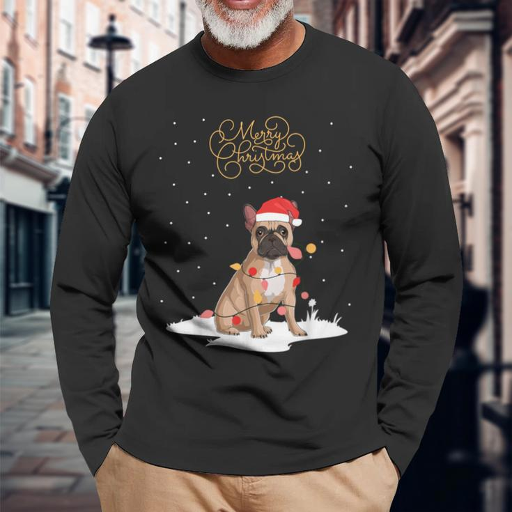 Frenchie Santa Xmas Merry Christmas French Bulldog Long Sleeve T-Shirt Gifts for Old Men