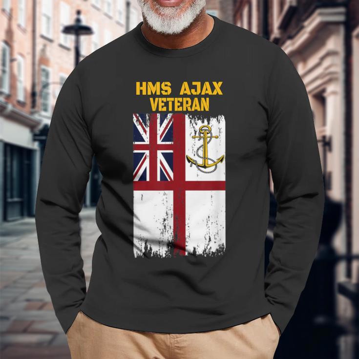 Frigate Hms Ajax F114 Warship Veterans Day Father Grandpa Long Sleeve T-Shirt Gifts for Old Men