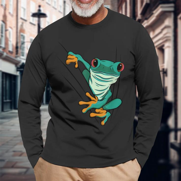 Frog Animal Motif Animal Print Frog Long Sleeve T-Shirt Gifts for Old Men