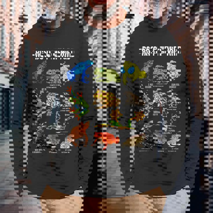 Frog Lover Types Of Frogs Frog Catcher Herpetology Frog Long Sleeve T-Shirt Gifts for Old Men
