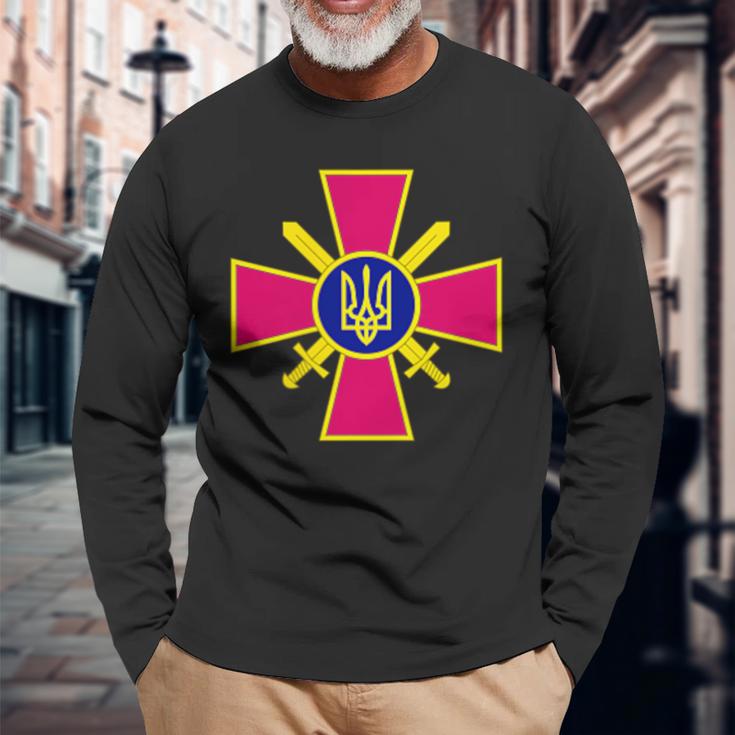 Fuerzas Terrestas Ucranias Emblean Las Fuerzas Armadas Del Ejército Ucranio Camiseta de manga larga Regalos para ancianos