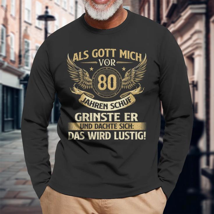 Als Gott Michor 80 Jahren Schuf Birthday Langarmshirts Geschenke für alte Männer