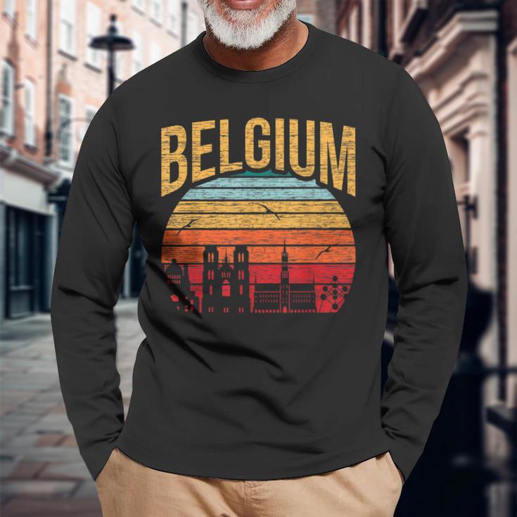 Belgium Flag Roots From Usa Belgium Long Sleeve T-Shirt Gifts for Old Men