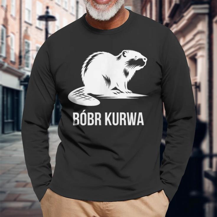 Bober Bóbr Kurwa Polish Internet Meme Beaver Langarmshirts Geschenke für alte Männer