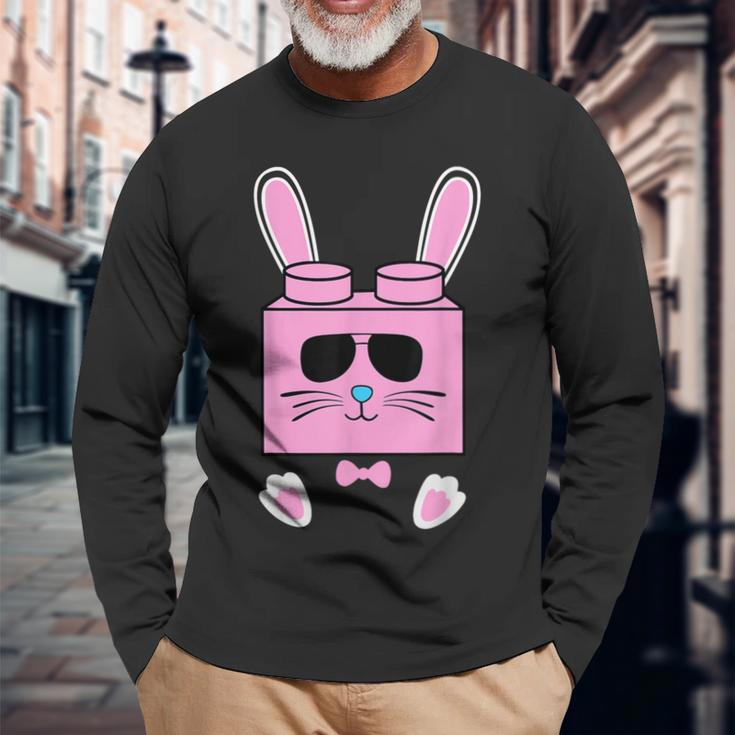Brick Rabbit Building Blocks Easter Day Master Builder Long Sleeve T-Shirt Gifts for Old Men