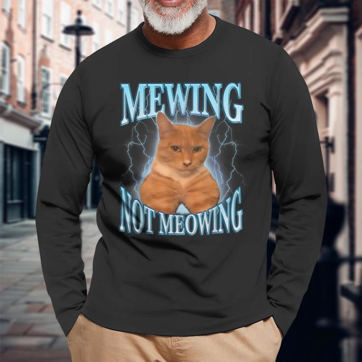 Cat Meme With Mewing Not Meowing Long Sleeve T-Shirt | Seseable UK