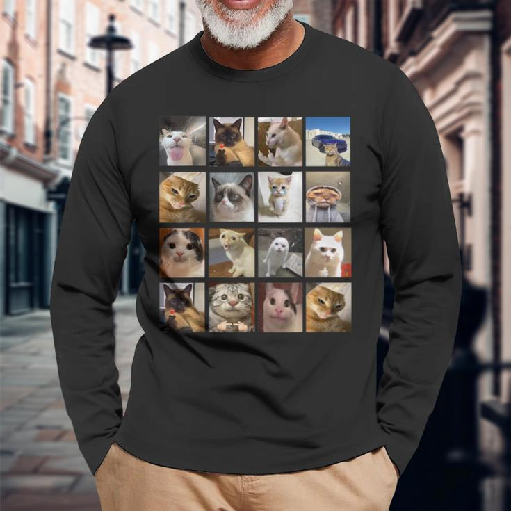 Cat Memes Kitty Cat Meme Long Sleeve T-Shirt Gifts for Old Men