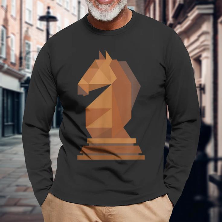 Chess Chess Player Springer Langarmshirts Geschenke für alte Männer