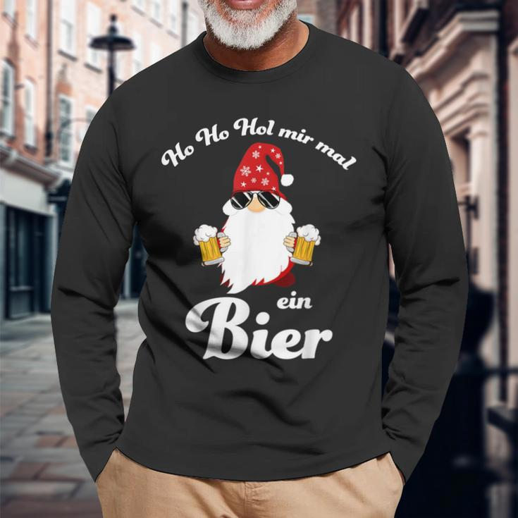 Christmas Ho Ho Hol Mir Mal Ein Bier Fun Langarmshirts Geschenke für alte Männer