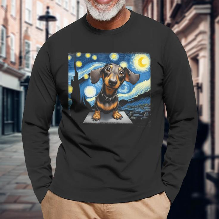 Dachshunds Sausage Dogs In A Starry Night Long Sleeve T-Shirt Gifts for Old Men