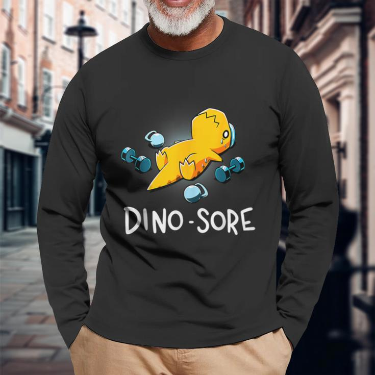 Dinosaur Workout Gym Fitness Lifting Cute Dino Sore Long Sleeve T-Shirt Gifts for Old Men