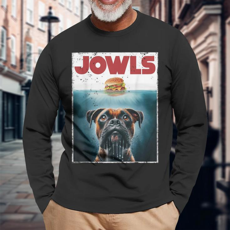 Drooling Boxer Jowls Fawn Dog Mom Dog Dad Burger Long Sleeve T-Shirt Gifts for Old Men
