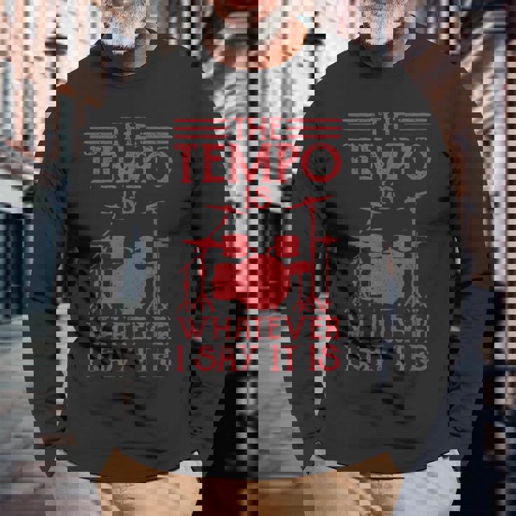 Drummer Drummer Drum Kit Langarmshirts Geschenke für alte Männer