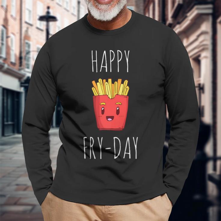 French Fries Lovers Happy Friday Fry-Day Long Sleeve T-Shirt Gifts for Old Men