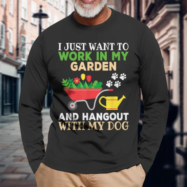 Gardening Dog Lover Gardener Garden Plants Long Sleeve T-Shirt Gifts for Old Men