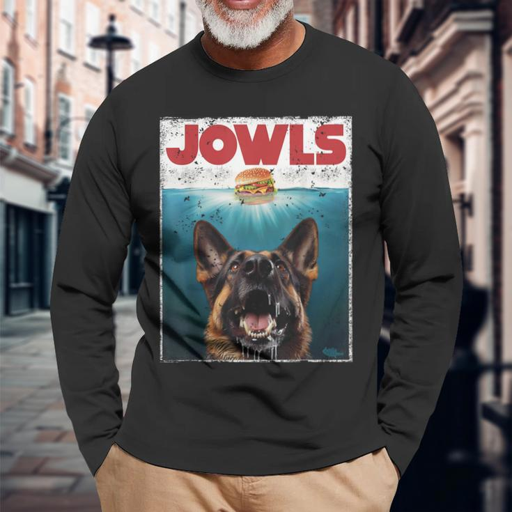 German Shepherd Jowls Hamburger Gsg Dog Mom Dog Dad Long Sleeve T-Shirt Gifts for Old Men