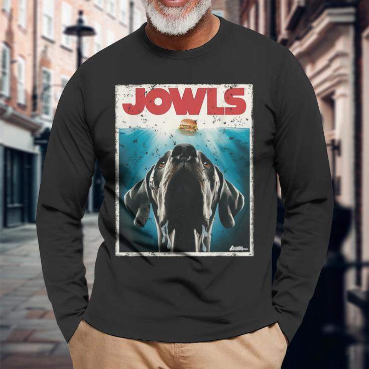 Great Dane Jowls Paws Top Drooling Dog Mom Dog Dad Long Sleeve T-Shirt Gifts for Old Men