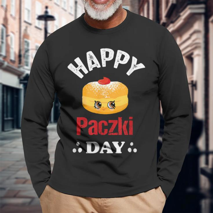 Happy Paczki Day Polish Fat Thursday Donut Poland Long Sleeve T-Shirt Gifts for Old Men