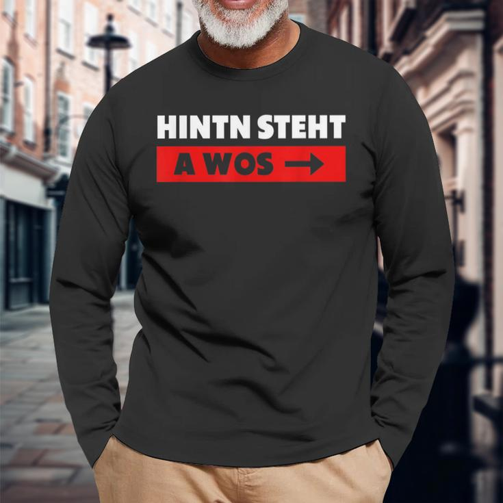 Hinterten Steht A Wos Dialekt Bavarian Langarmshirts Geschenke für alte Männer