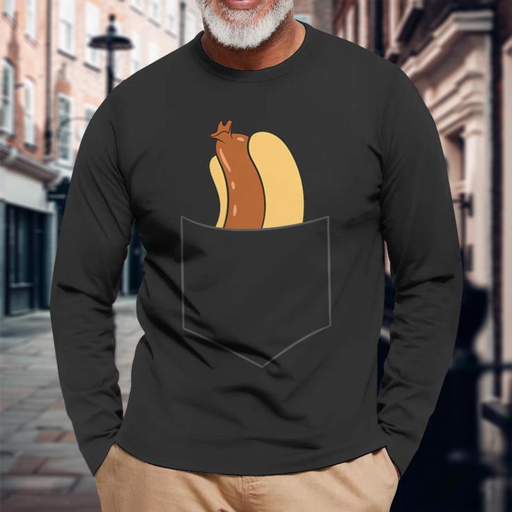 Hotdog In A Pocket Love Hotdog Pocket Hot Dog Long Sleeve T-Shirt Gifts for Old Men