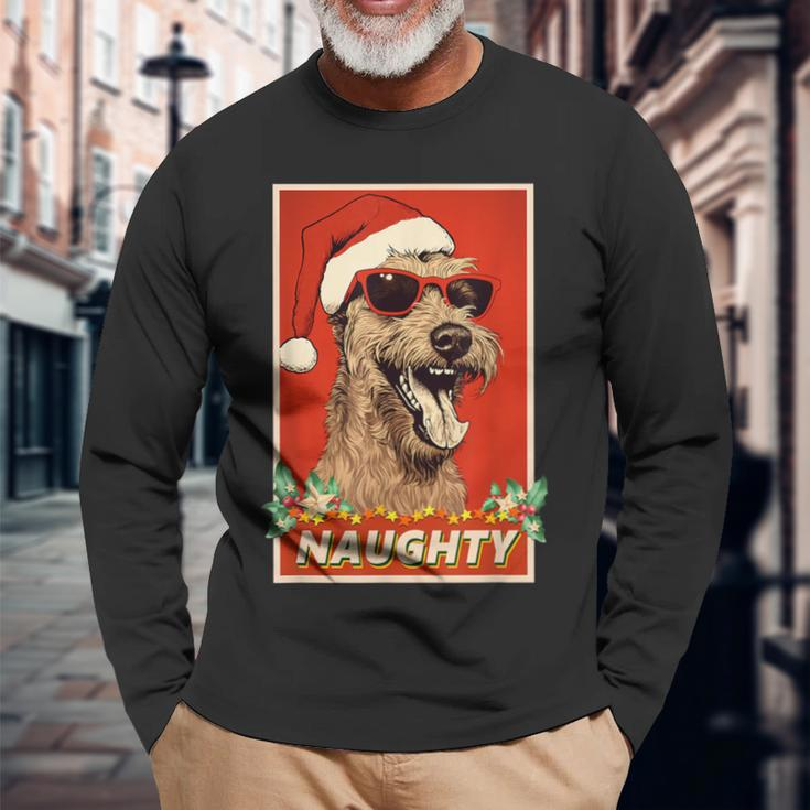 Irish Terrier Christmas Naughty Vintage Long Sleeve T-Shirt Gifts for Old Men