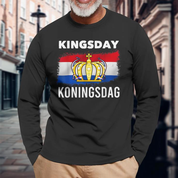 Koningsdag Netherlands Flag Dutch Holidays Kingsday Long Sleeve T-Shirt Gifts for Old Men