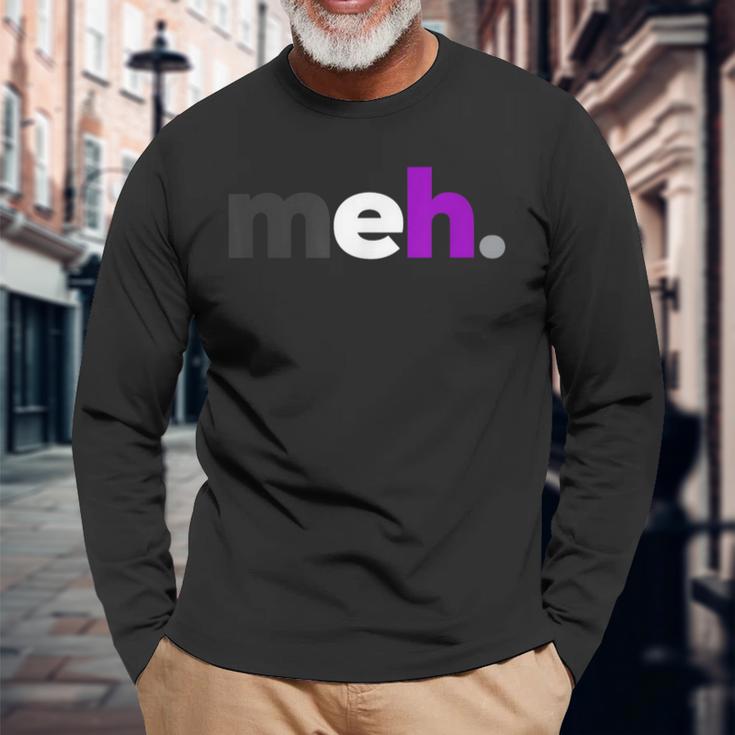 Meh Demisexual Pride Subtle Lgbtq Lgbt Demi Sexual Long Sleeve T-Shirt Gifts for Old Men