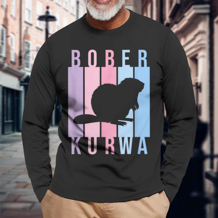 Pastel Bober Bóbr Kurwa Polish Internet Meme Beaver Langarmshirts Geschenke für alte Männer