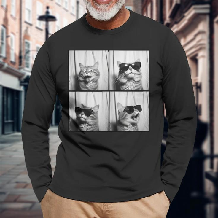 Photobooth Cat Selfie Photostrip Cute Laugh Cat Lover Long Sleeve T-Shirt Gifts for Old Men