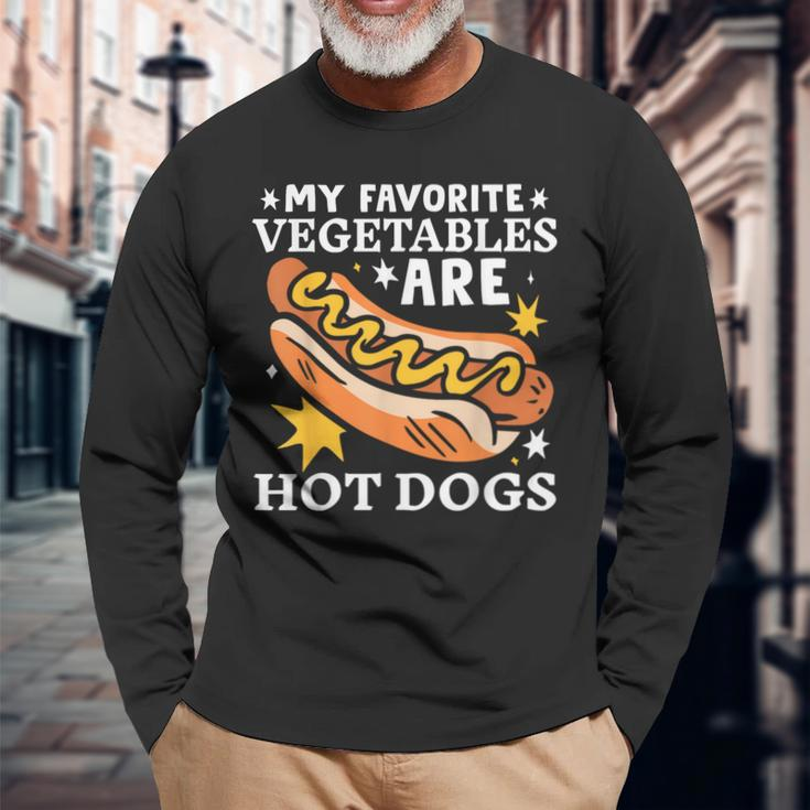Sausage Bbg Hot Dogs Lover Hotdog Long Sleeve T-Shirt Gifts for Old Men