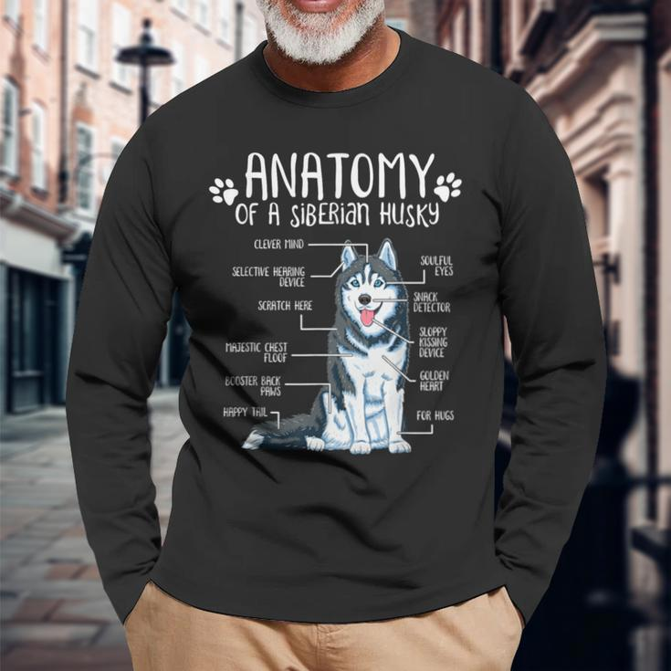 Siberian Husky Dog Holder Anatomy Dog Langarmshirts Geschenke für alte Männer
