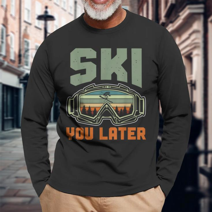 Ski Lifestyle Skiing In Winter Skier Langarmshirts Geschenke für alte Männer