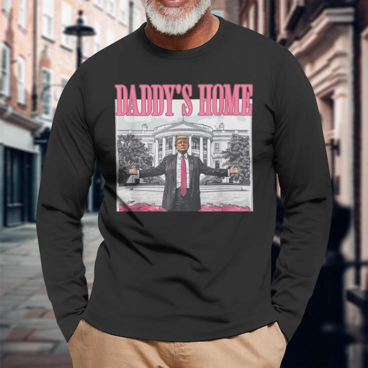 Trump Pink Daddys Home Trump 2024 Long Sleeve T-Shirt Gifts for Old Men