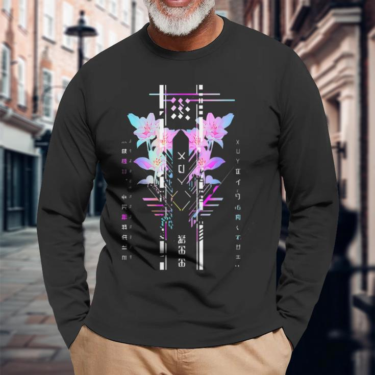 Futuristic Techwear Japanese Cyberpunk Harajuku Streetwear Long Sleeve T-Shirt Gifts for Old Men