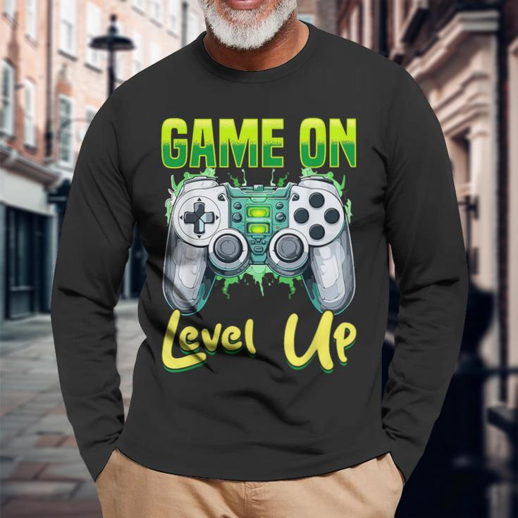 Gamer Gaming Game On Level Up Long Sleeve T-Shirt Gifts for Old Men