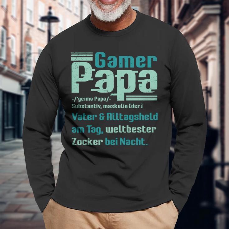 Gamer Papa Definition Gaming Pc Konsoleater Lustig Spruch Langarmshirts Geschenke für alte Männer