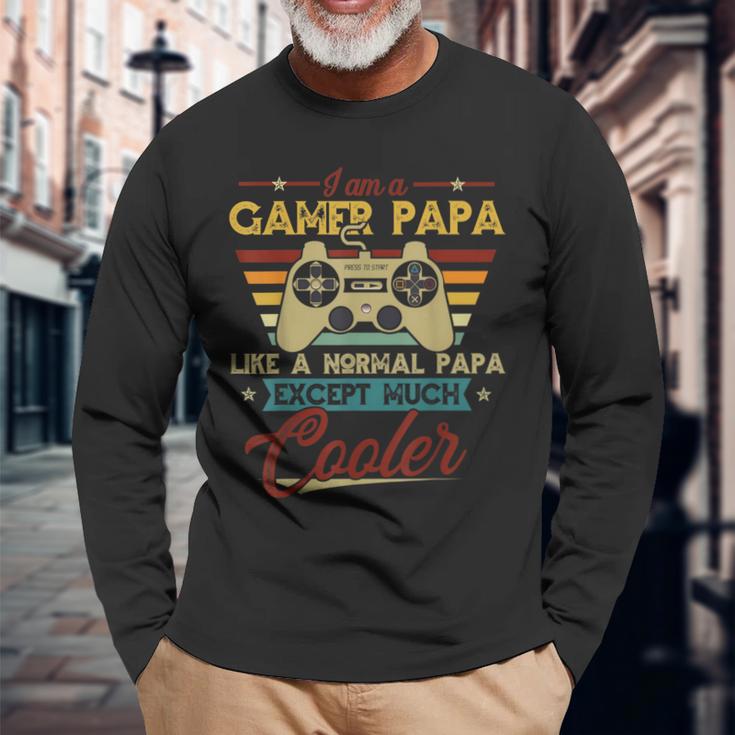 Gamer Papa Wie Ein Normapa Außeriel Coolerideo Players S Langarmshirts Geschenke für alte Männer