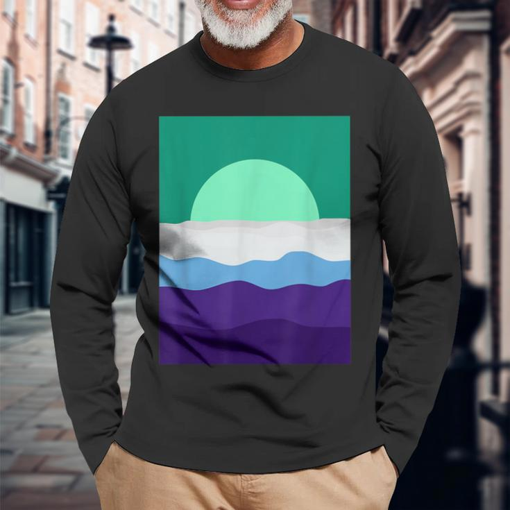 Gay Male Pride Horizon Vincian Sunset Subtle Lgbt Mlm Long Sleeve T-Shirt Gifts for Old Men